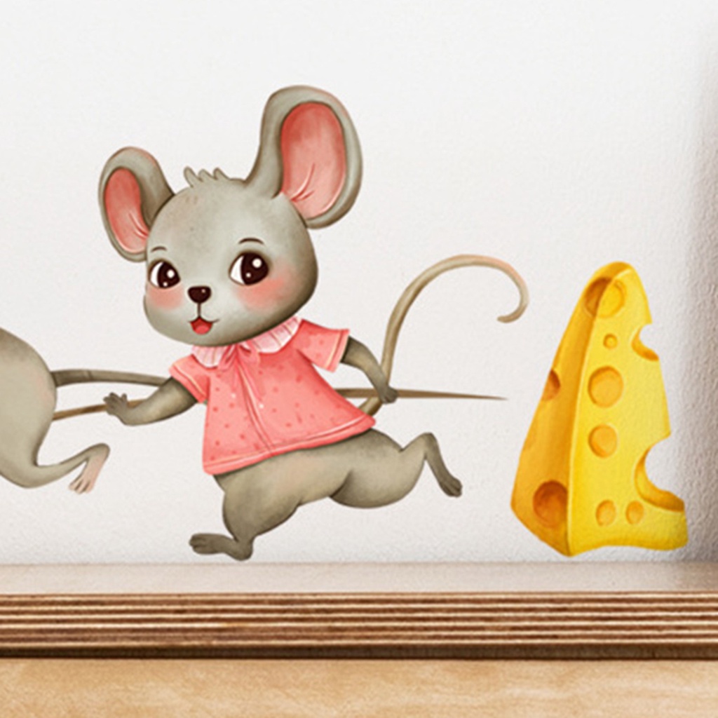 Miếng Dán Tường Bằng PVC Tự Dính Hình Chú Chuột Hoạt Hình Dễ Thương Có Thể Tháo Gỡ Trang Trí Nhà Cửa