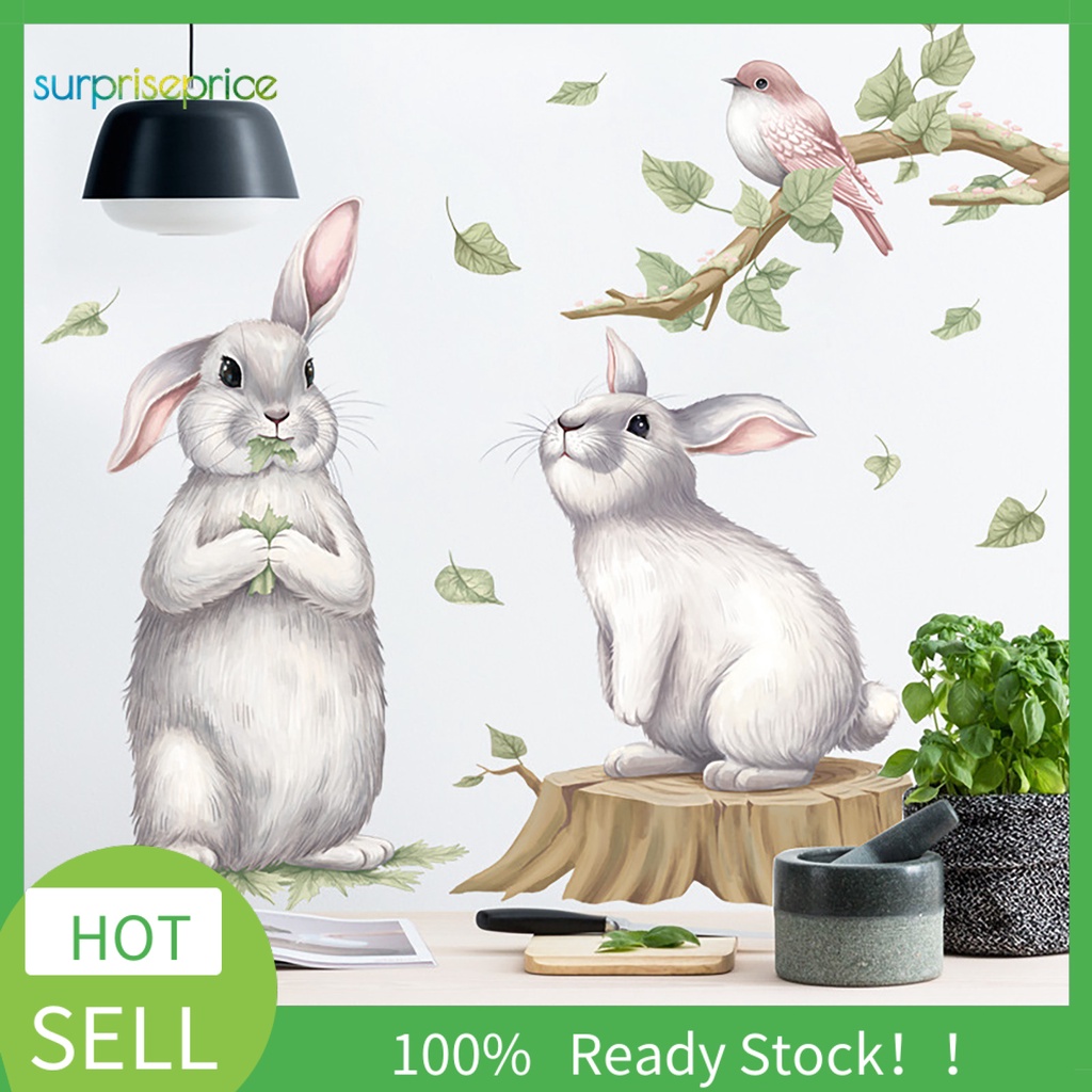 Sticker Dán Tường Tự Dính Hình Thỏ Hoạt Hình Dễ Thương Trang Trí Nhà Cửa