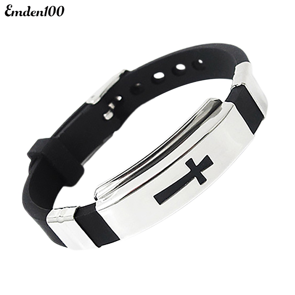 Vòng Đeo Tay Bằng Thép Không Gỉ Họa Tiết Thánh Giá Dành Cho Nam Và Nữ