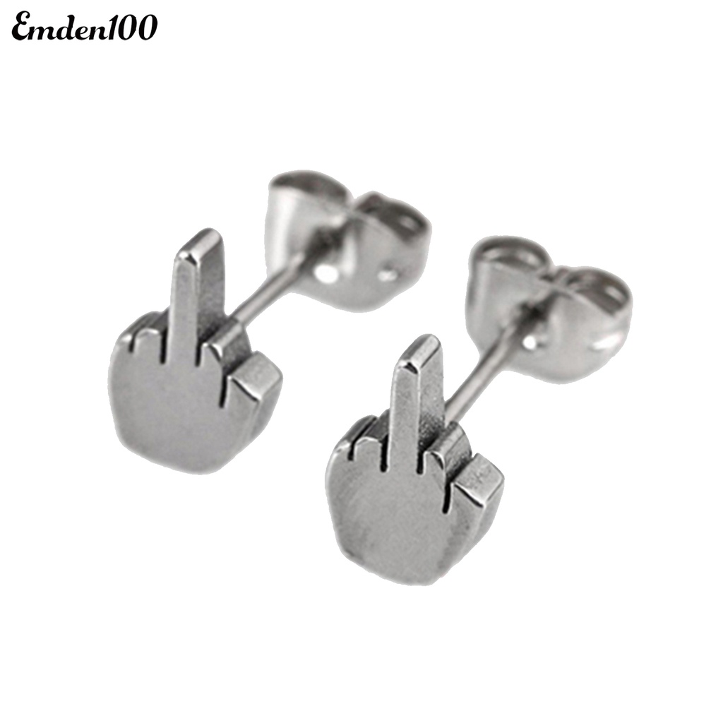 Bông Tai Đinh Tán Bằng Thép Không Gỉ Chống Dị Ứng Họa Tiết Ngón Tay Cho Cuộc Sống Hàng Ngày