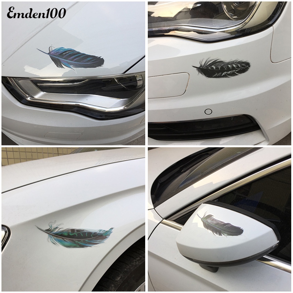 1 Bộ Hình Dán Trang Trí Gương Chiếu Hậu Hình Lông Vũ Nhiều Màu Sắc