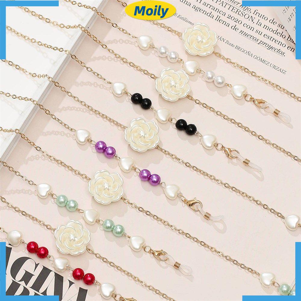 MOILYVN Dây Chuỗi Ngọc Trai Kim Loại Nối Dài Mắt Kính Chống Thất Lạc