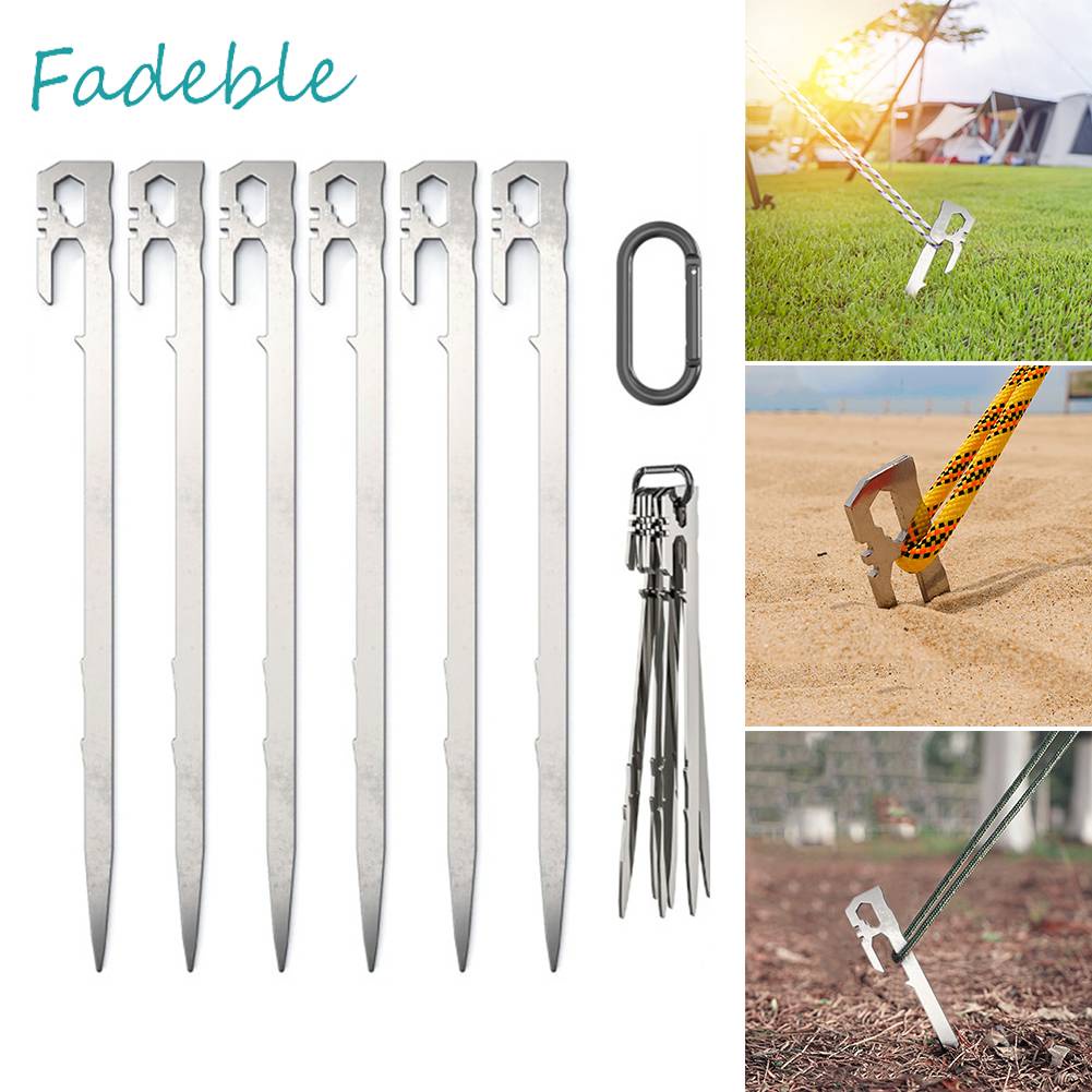 Set 6 Cọc Dựng Lều Bằng Thép Không Gỉ 28cm