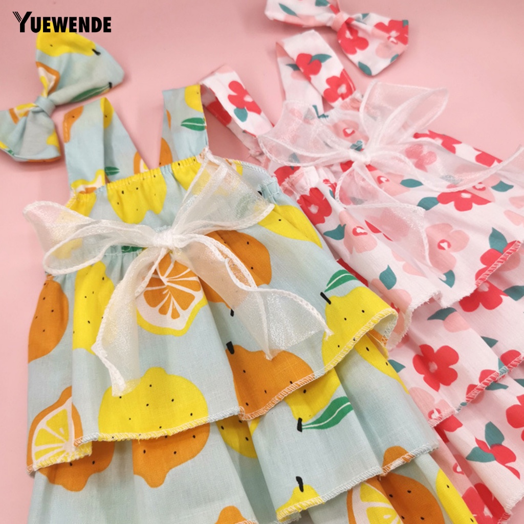 1 Set Đầm Cotton Họa Tiết Quả Chanh Đính Nơ Xinh Xắn Cho Thú Cưng