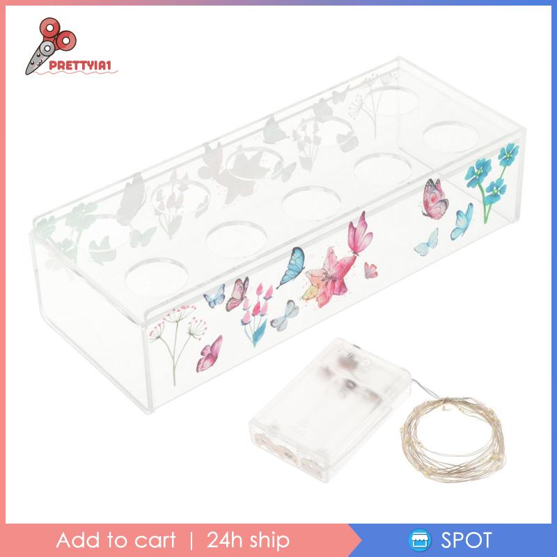 Lọ Hoa Hình Chữ Nhật Bằng Acrylic Trong Suốt Kèm Giá Đỡ 10 Lỗ Dùng Trang Trí Văn Phòng