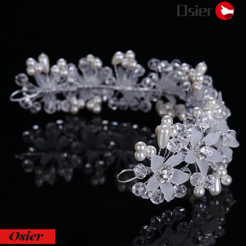 OSIER1 Vương Miện Cài Tóc Đính Hoa Thời Trang Cho Cô Dâu