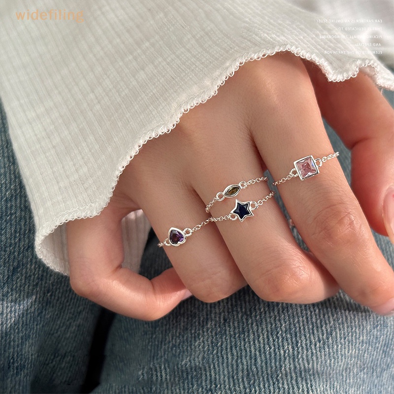 Nhẫn Đính Hôn Mạ Vàng / Bạc 2K Đính Đá Zircon Hình Trái Tim Thời Trang Có Thể Điều Chỉnh Cho Nữ