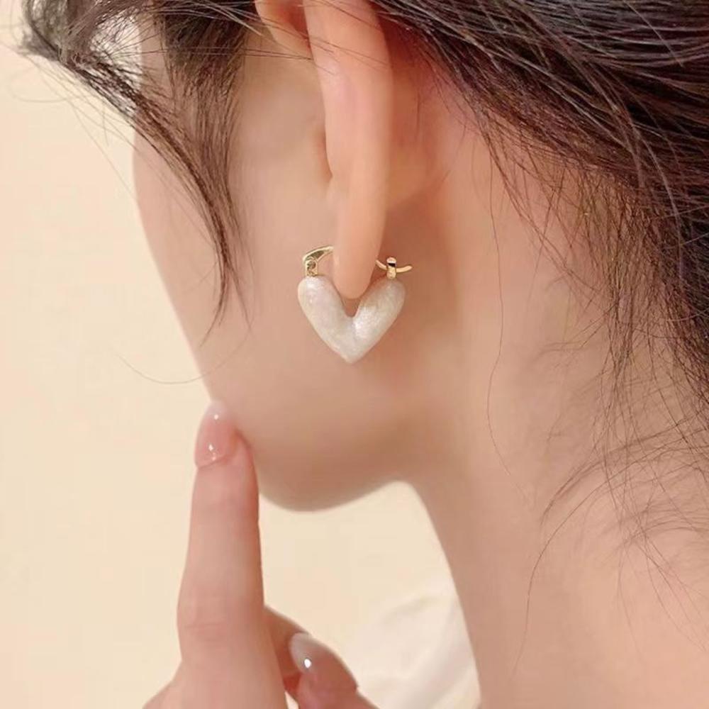 Hoa Tai Hình Trái Tim Đính Đá Sang Trọng Cho Nữ