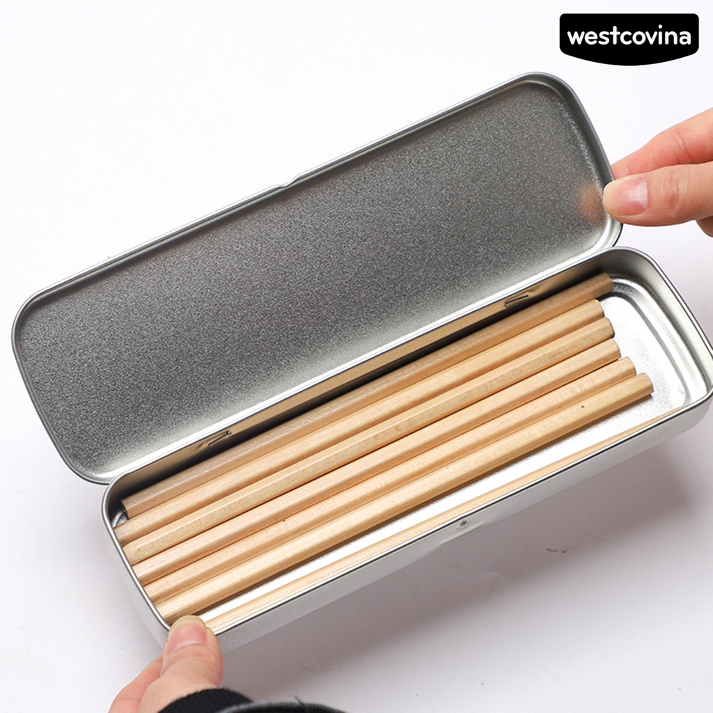 [WSTN]✎Hộp Đựng Bút Bằng Kim Loại Sức Chứa Lớn Hình Chữ Nhật Đa Năng Cho Học Sinh