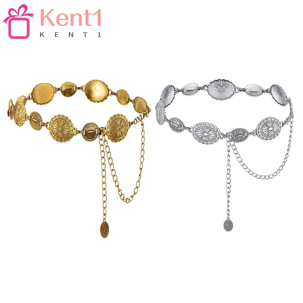 KENT1 Thắt Lưng Dây Xích Bằng Kim Loại Màu Vàng / Bạc Thời Trang Có Thể Điều Chỉnh Cho Nữ