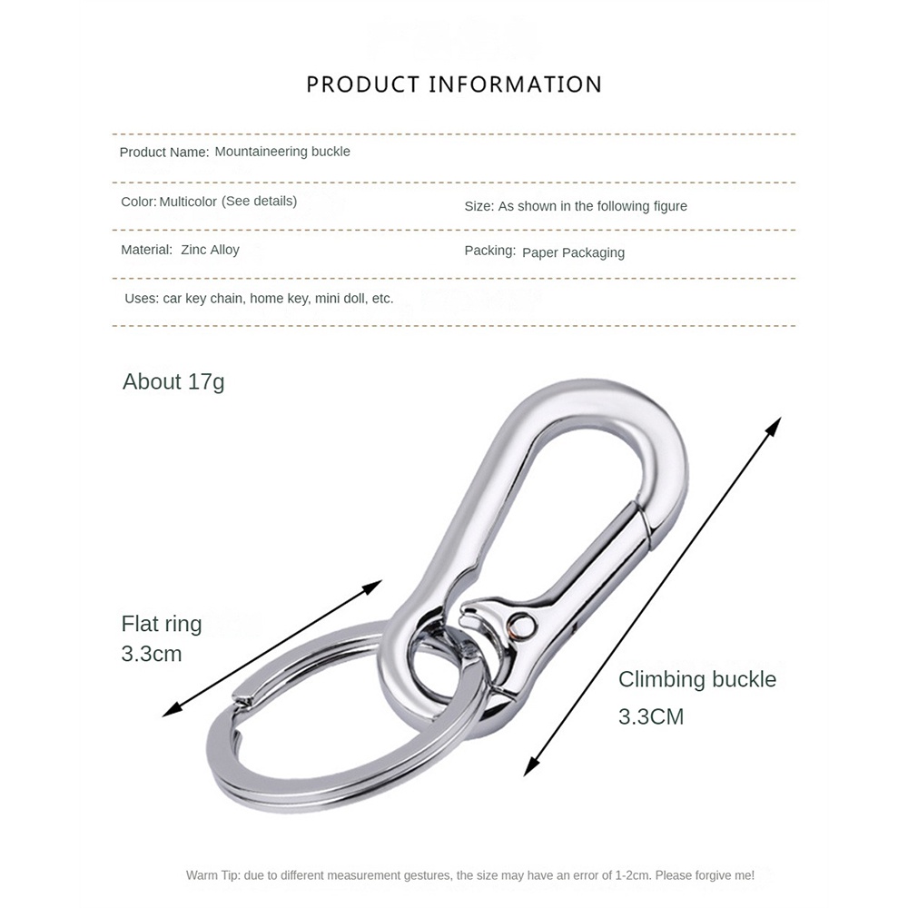 Khóa leo núi Phụ kiện móc khóa vòng phẳng Vòng chìa khóa kim loại Móc chìa khóa hợp kim kẽm