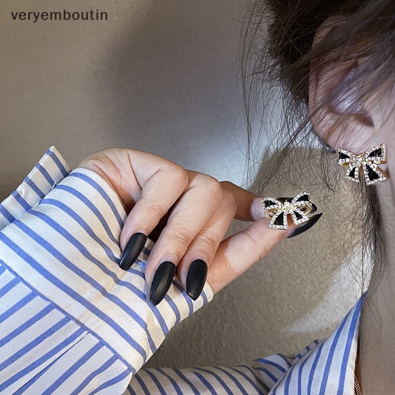 Bông Tai Hình Nơ Đính Đá Thời Trang Mới Cho Nữ