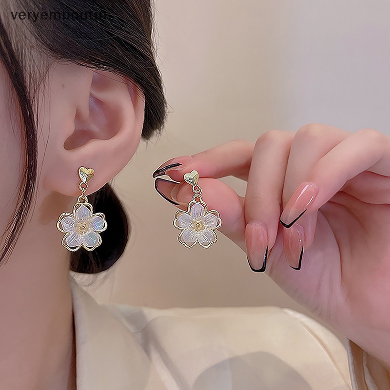 Bông Tai Hình Hoa Bằng Nhựa Resin Phong Cách Hàn Quốc Thời Trang Cho Nữ