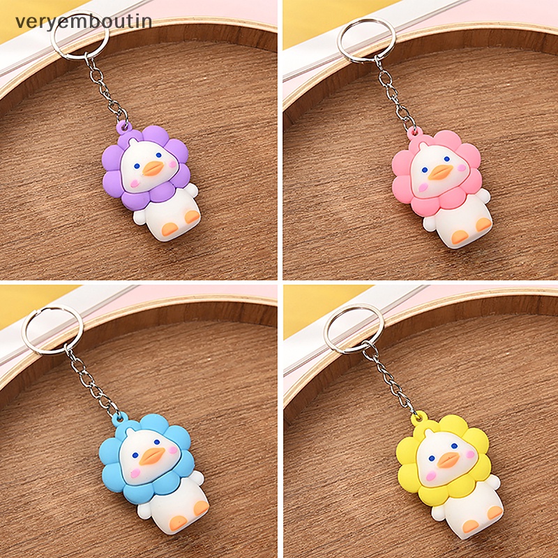 Móc Khóa Gắn Búp Bê Vịt Và Hoa Hướng Dương Dễ Thương Thời Trang Cho Cặp Đôi
