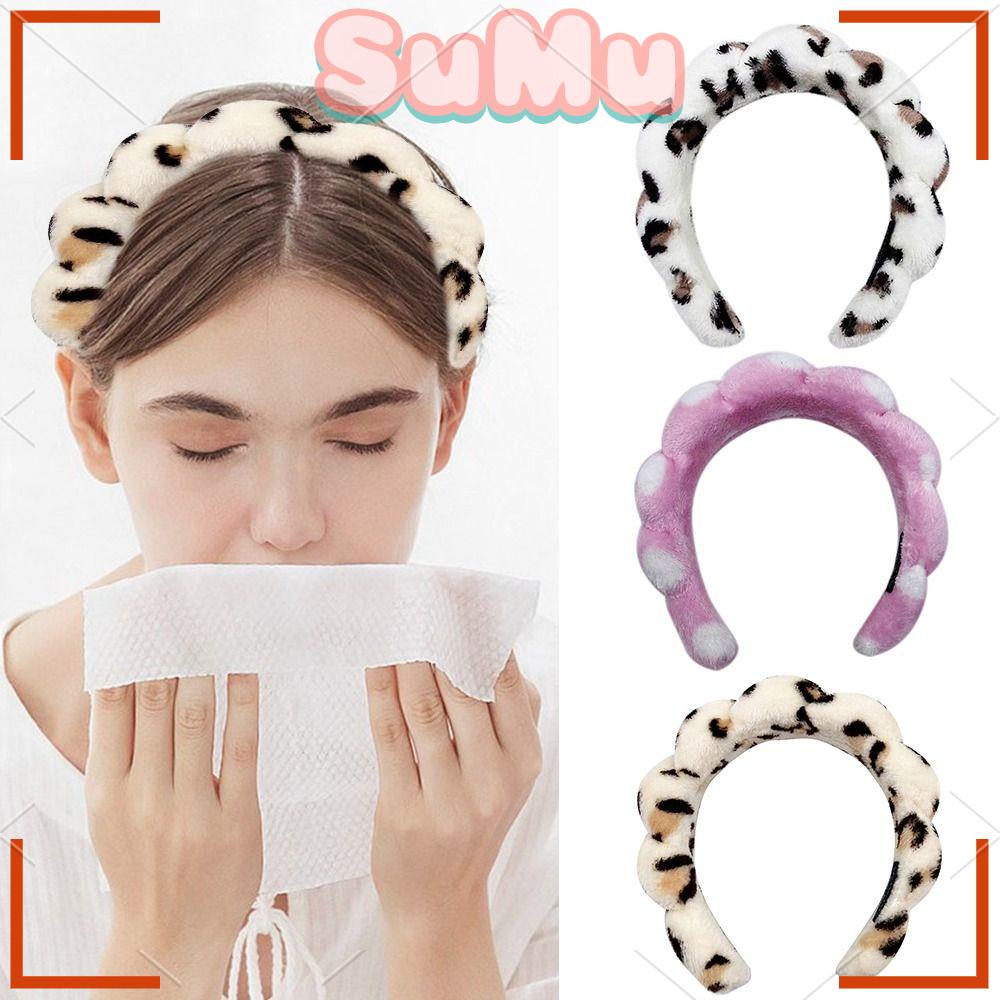 SUMU Băng Đô Rửa Mặt / Trang Điểm Bằng Bọt Biển Màu Trơn Cho Nữ