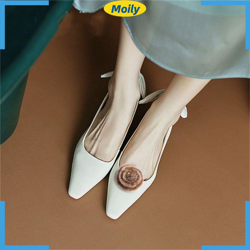 MOILYVN 1 Cặp Kẹp Lông Chồn Trang Trí Giày Cao Gót Hai Đầu Có Thể Tháo Rời