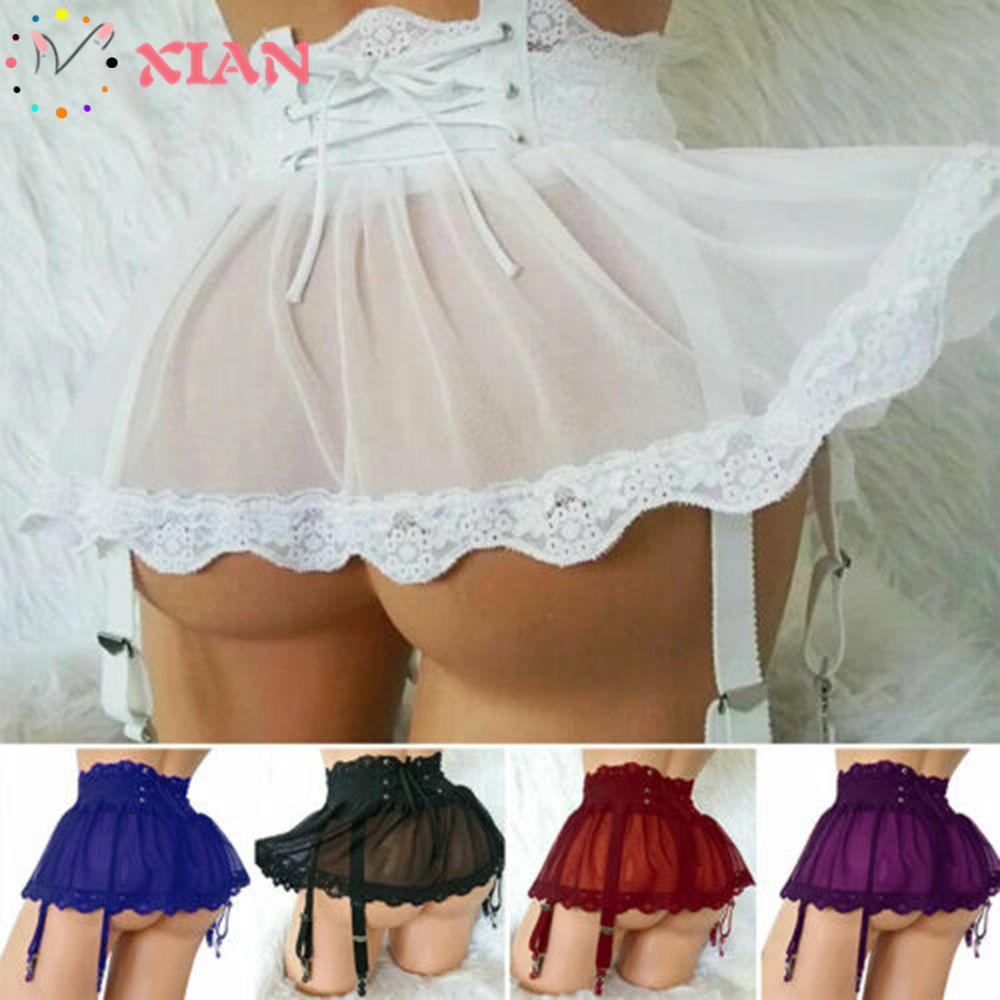 XIANTIN Váy Xếp Ly Phối Ren Lưới Thiết Kế Quyến Rũ Thời Trang Cho Nữ