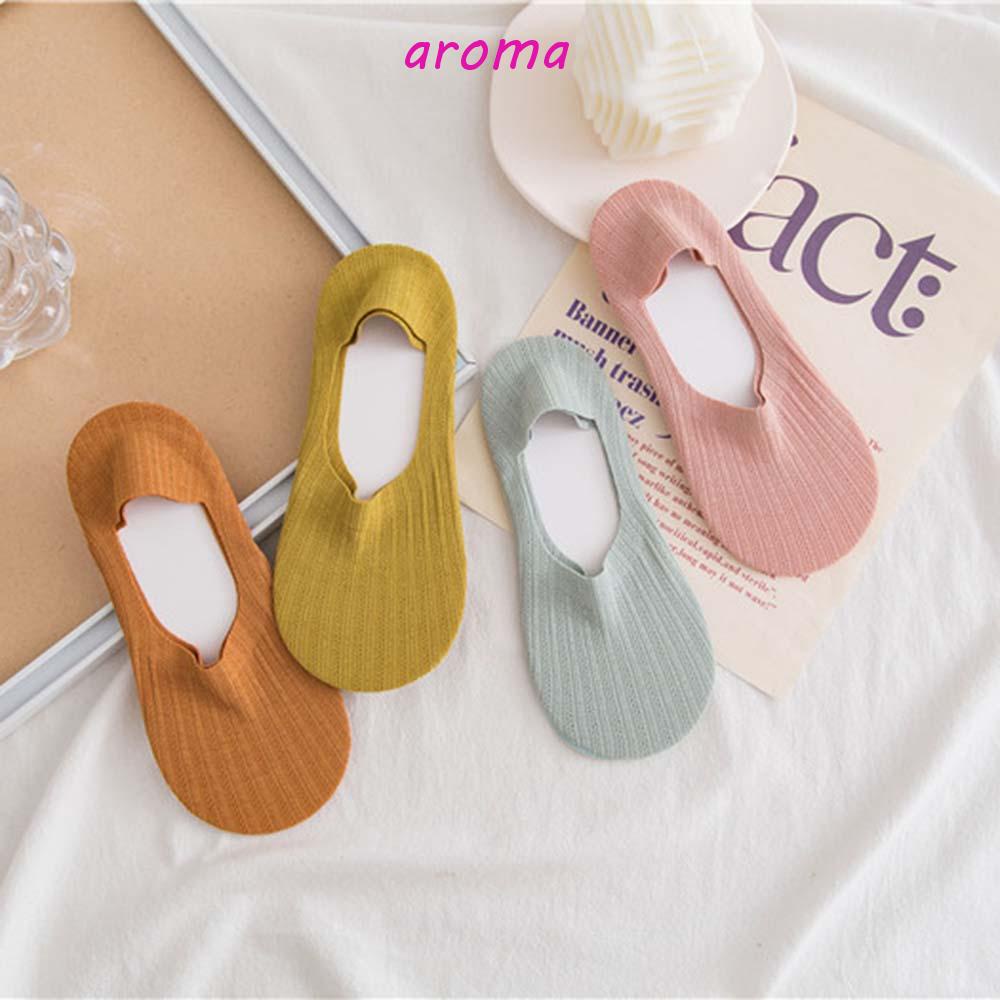 AROMA Giày Lười Nylon Thoáng Khí Chống Trượt Màu Trơn Họa Tiết Kẻ Sọc Dọc Thời Trang Xuân Hè