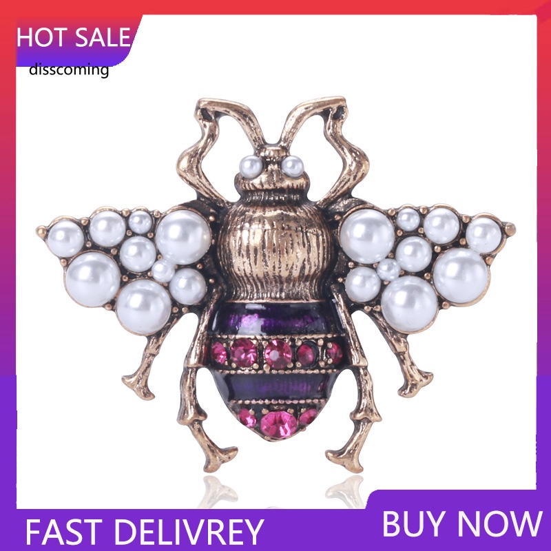 Áo Thun Tay Ngắn In Chữ SL SL SL SL SL| Trâm Cài Áo Hình Con Ong Đính Đá Và Ngọc Trai Phong Cách Hoàng Gia Thời Trang