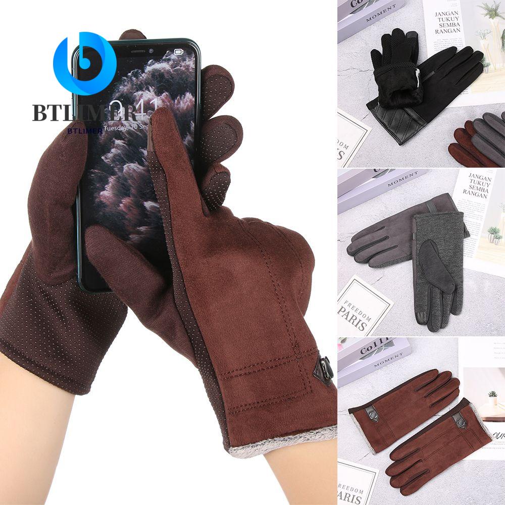 BTLIMER 1 Đôi Găng Tay Da Lộn Cảm Ứng Chống Gió Chống Trượt Bảo Vệ Toàn Diện