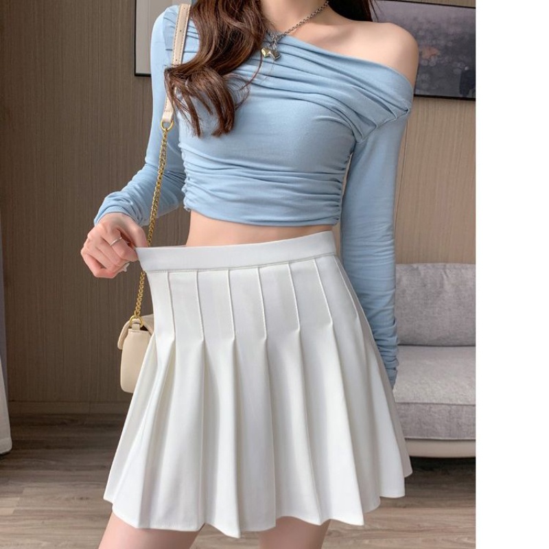 Chân Váy Xếp Ly Dáng Chữ A Lưng Thun Co Giãn Thời Trang Mùa Hè Dành Cho Nữ