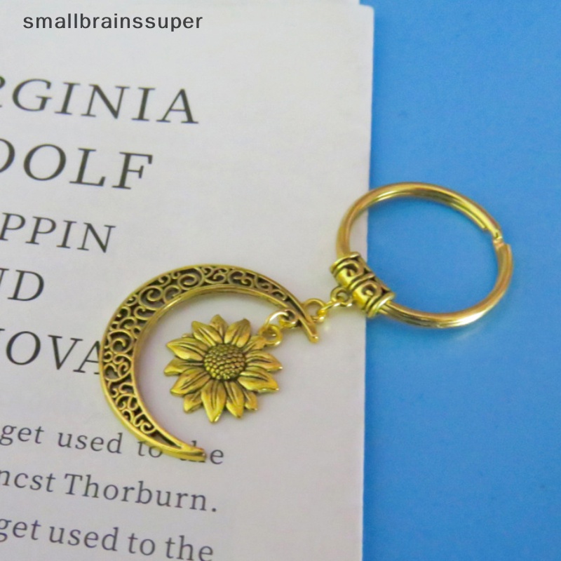 Móc Khóa Mặt Hình Mặt Trăng / Hoa Hướng Dương Màu Vàng Phong Cách Vintage Dành Cho Nữ SBS