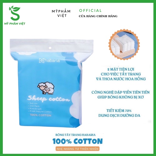 Bông Tẩy Trang Cừu Habaria 234 Miếng 100% Cotton Pads Sợi Tơ Từ Thiên Nhiên, Tiết Kiệm Cho Bạn 50% Toner, Myphamviets