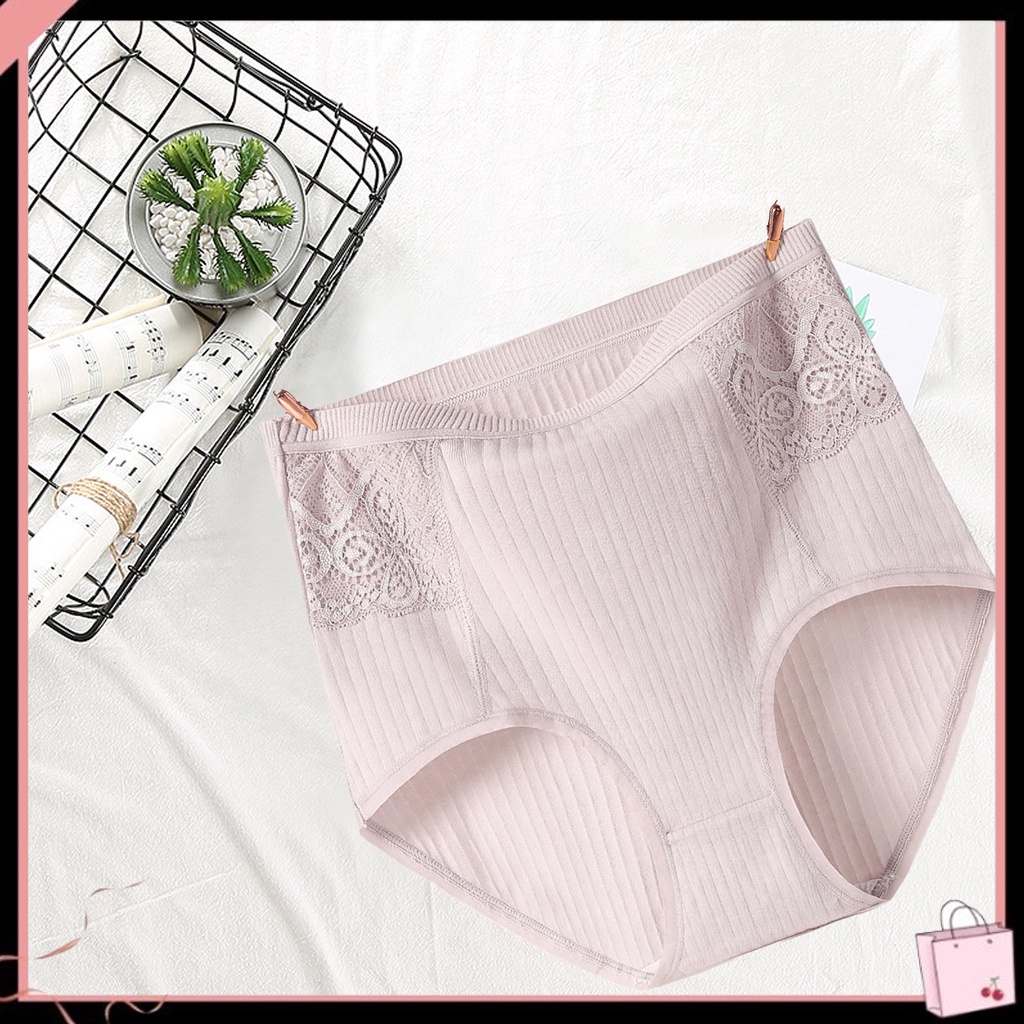 {Soltweter} Quần Lót Nữ Cạp Cao Phối Ren Nâng Hông Có Gân