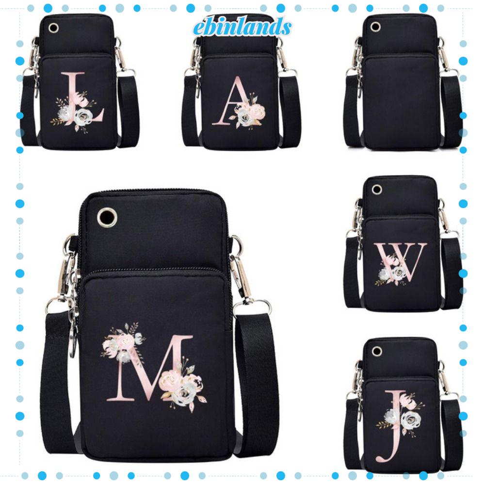 EBINLANDS Túi Đeo Chéo Da PU 3 Ngăn Đựng Điện Thoại Màu Đen Thời Trang Cho Nữ