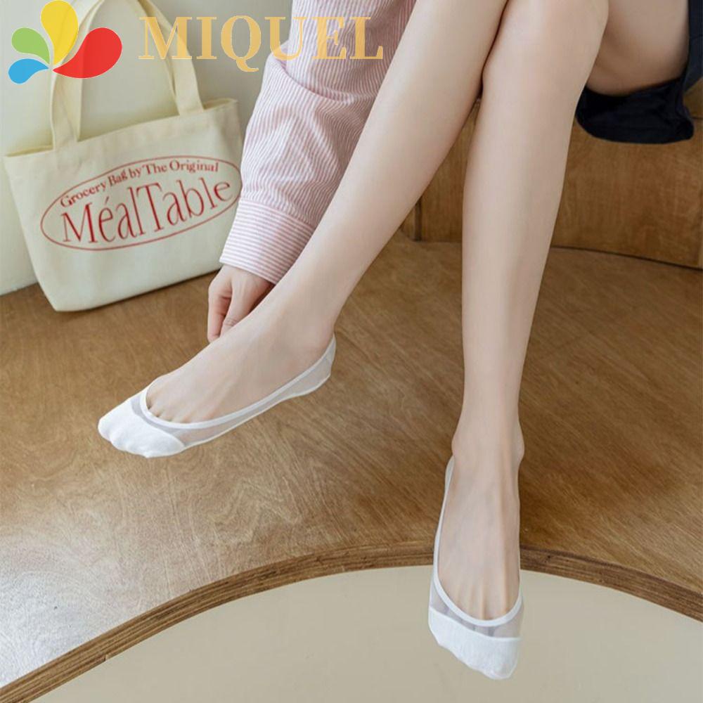MIQUEL Vớ Cotton Gel Silica Mềm Mại Thoáng Khí Đơn Giản Chống Trượt Phong Cách Hàn Quốc Cho Nữ