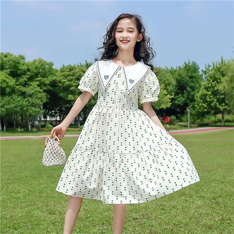 Đầm Tay Ngắn Phồng Xinh Xắn Cho Bé Gái 5-6 - 7-8 - 9-10 - 11-12 - 13-14 Tuổi