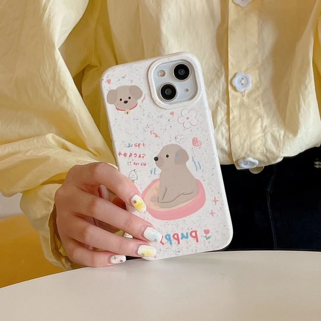Ốp Điện Thoại Chống Sốc Có Thể Phân Hủy Được Họa Tiết Cún Dễ Thương Cho Iphone 13Promax 14 11 12