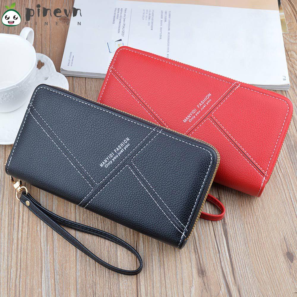 PINEVN Ví Cầm Tay Dáng Dài Đựng Thẻ Thời Trang Cho Nữ Giá Đỡ