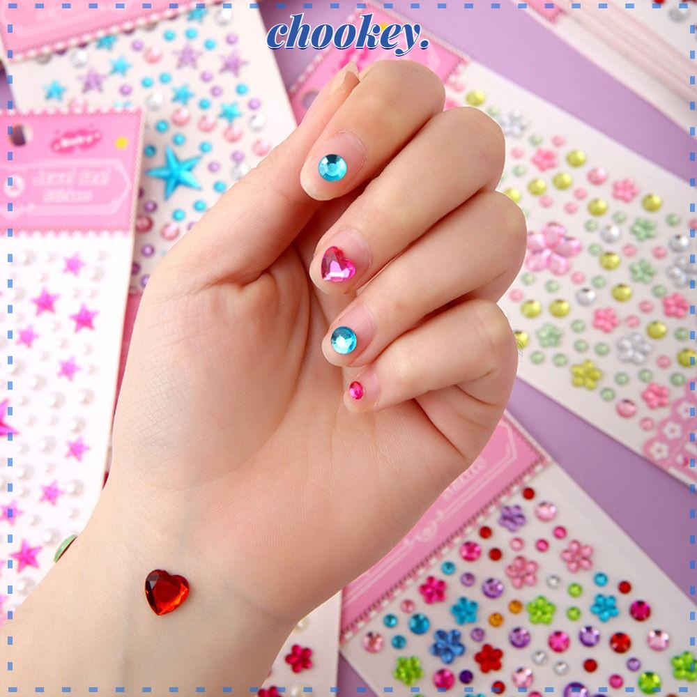 CHOOKEY Bộ 4 Tấm Sticker Đá Acrylic 3D Lấp Lánh Dễ Thương Dùng Trang Trí DIY