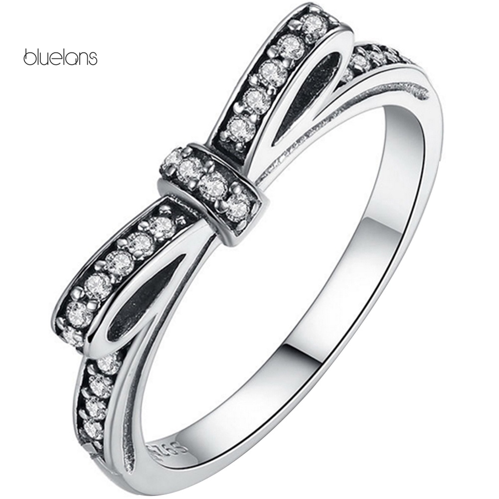 Nhẫn Nơ Đính Đá Lấp Lánh Dễ Thương Cho Nữ