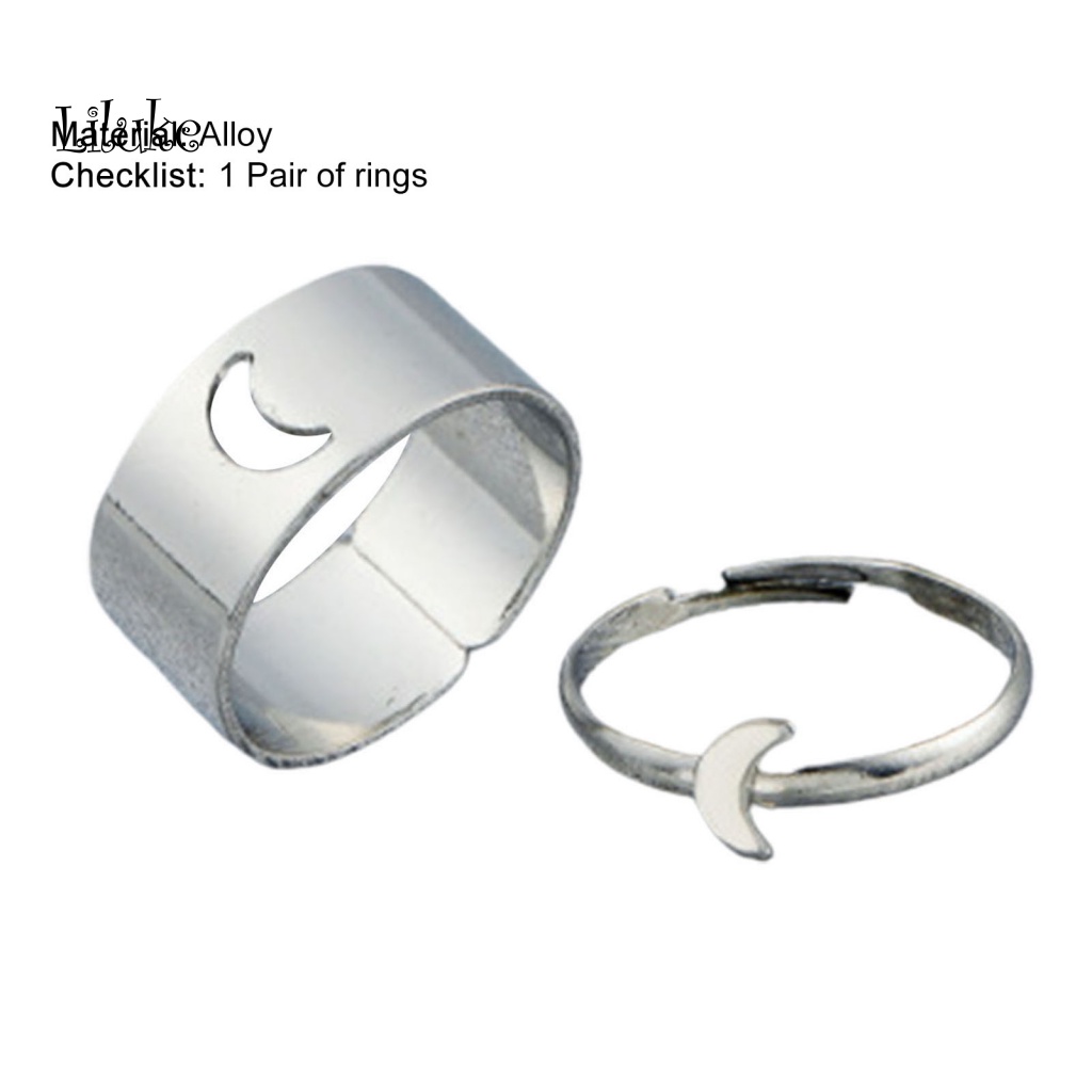 Set 2 Nhẫn Cặp Hình Mặt Trăng Màu Sắc Đơn Giản Thời Trang