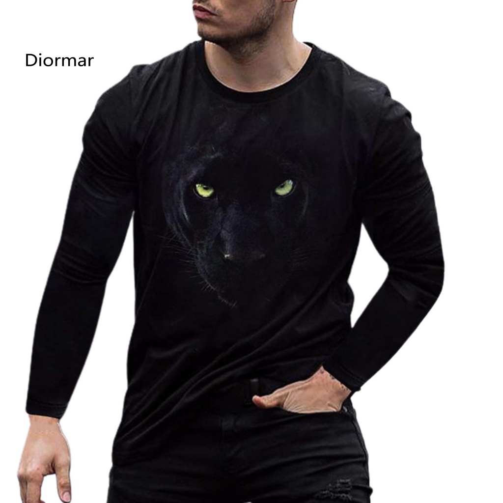 Áo Thun Dáng Rộng In Hình Báo Đen Phong Cách Hip hop Cá Tính Cho Nam