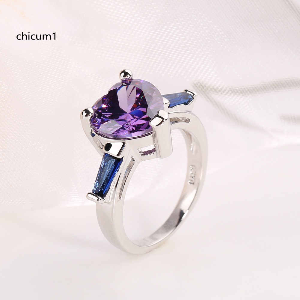 Nhẫn Đính Hôn Đính Đá Quý Nhân Tạo Hình Trái Tim Thời Trang Dành Cho Nữ