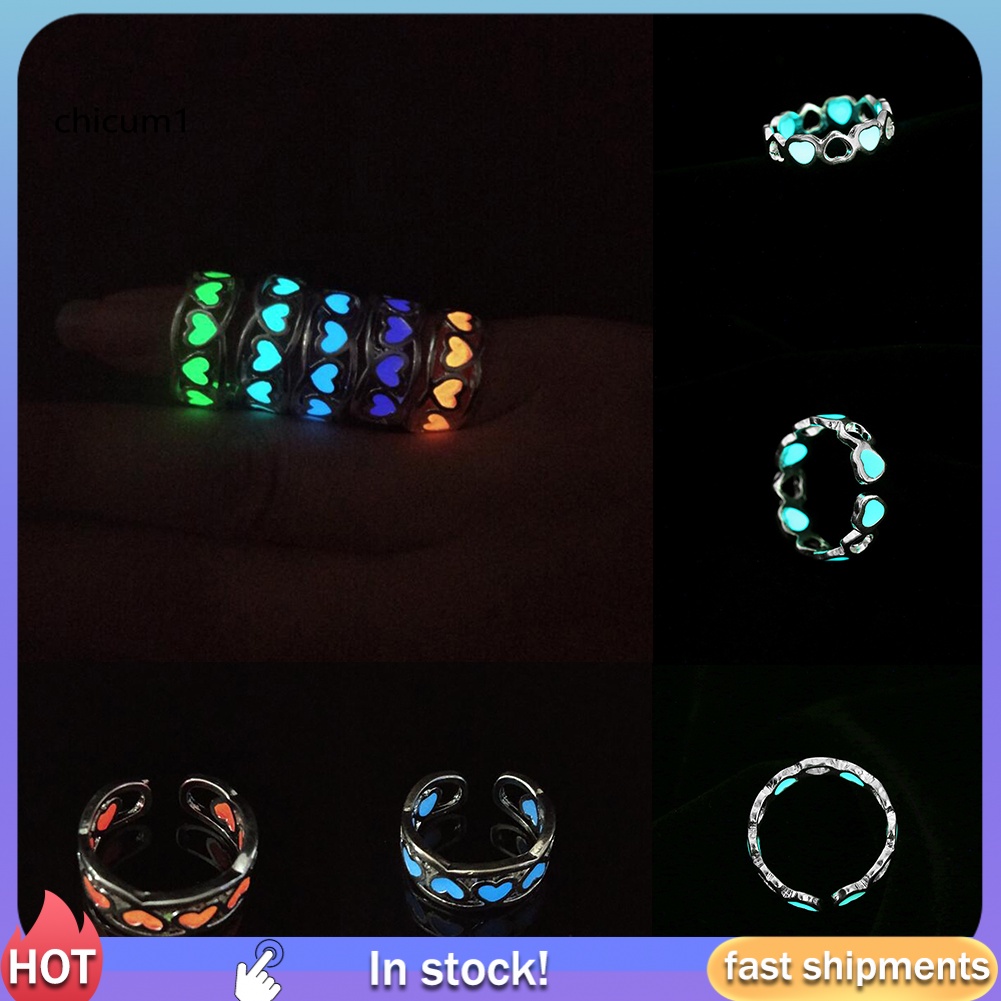 Nhẫn Hở Hình Trái Tim Phát Sáng Thời Trang Cho Nữ