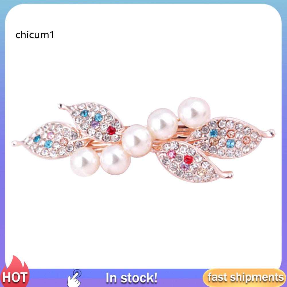 Kẹp Tóc Hình Nơ Đính Ngọc Trai Giả Thanh Lịch Cho Nữ