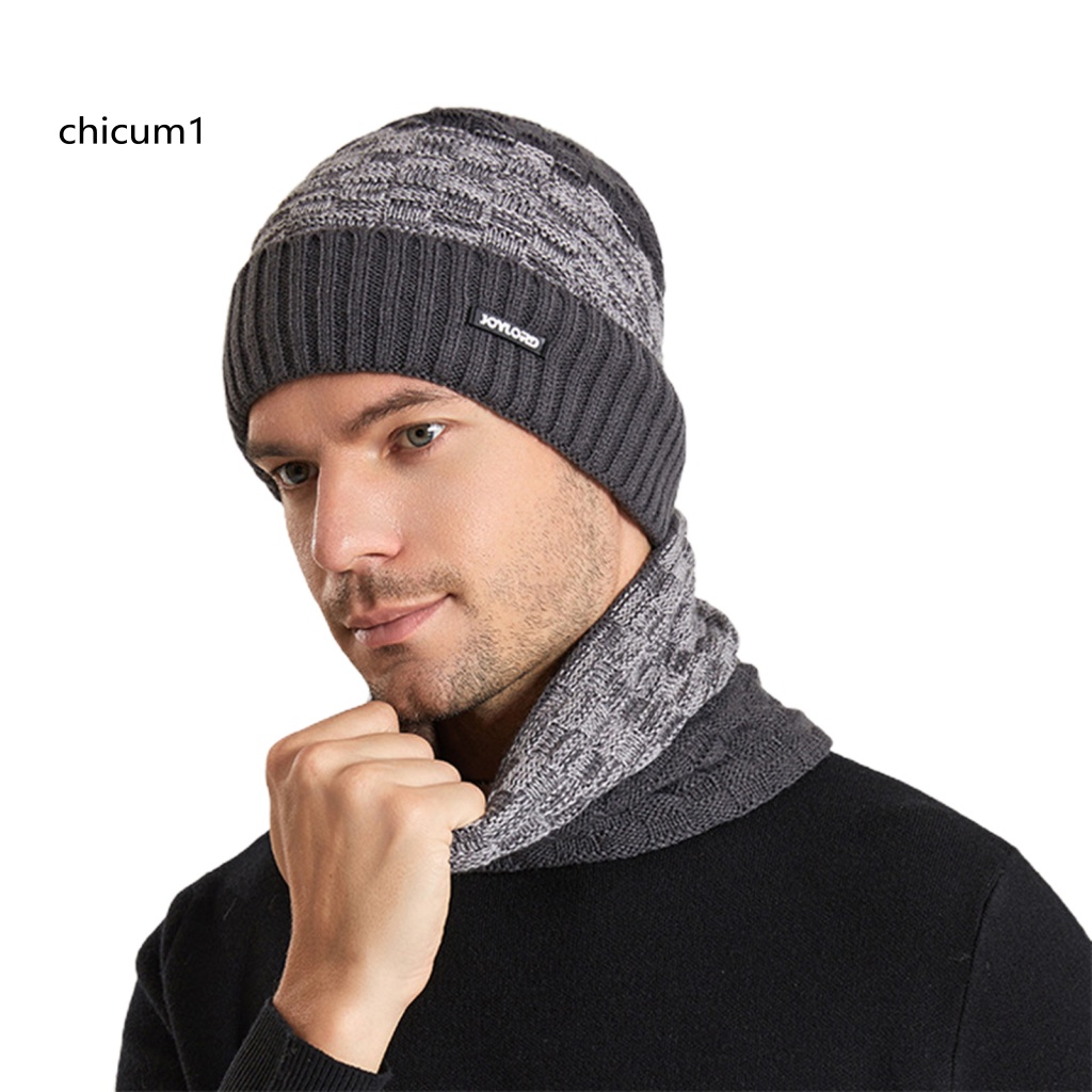 Set 2 Mũ Dệt Kim Kèm Khăn Choàng Dày Dặn Mềm Mại Co Giãn Chống Lạnh Chống Gió Thời Trang Thu Đông Cho Nam Và Nữ