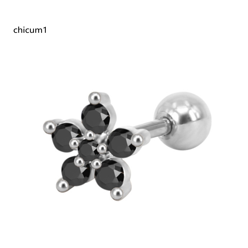 1 Khuyên Xỏ Vành Tai Đính Đá Zircon Thời Trang Nữ