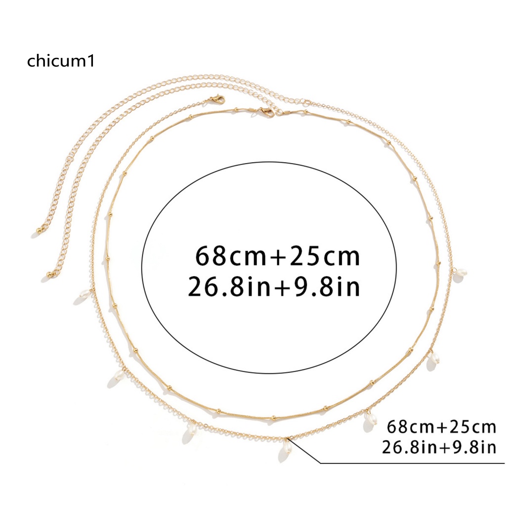 Set 2 Dây Xích Đeo Hông Hai Lớp Đính Ngọc Trai Nhân Tạo Có Thể Điều Chỉnh Cho Nữ