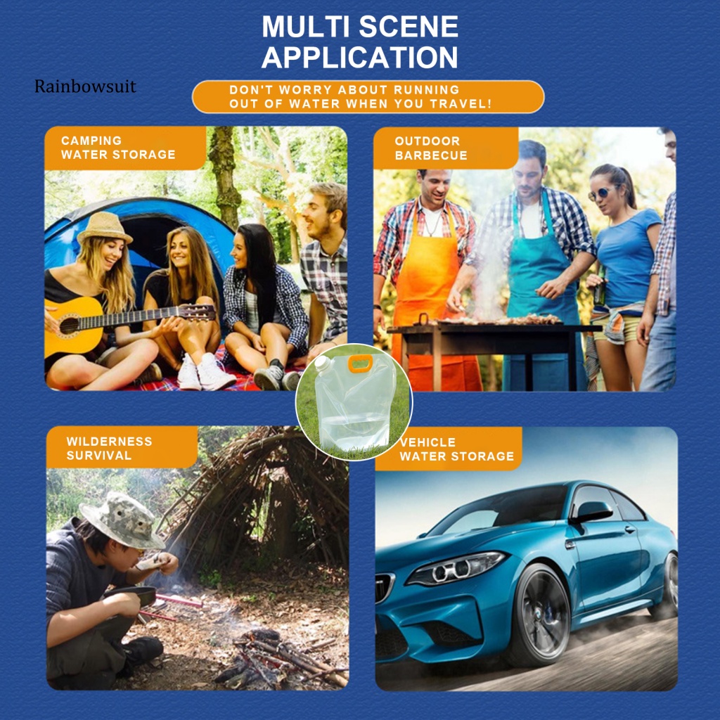 Túi Đựng Nước Dung Tích Lớn 5L / 10L Bằng PE Chịu Nhiệt Thấp Tiện Dụng Mang Theo Du Lịch