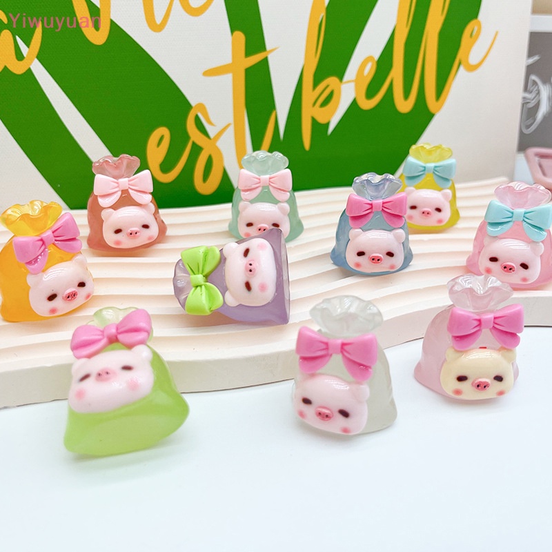 < Yiwuyuan > Mặt Dây Chuyền Hình Heo Hoạt Hình Dạ Quang Trang Trí Điện Thoại Di Động Mini May Mắn Bằng Nhựa Resin Mới DIY