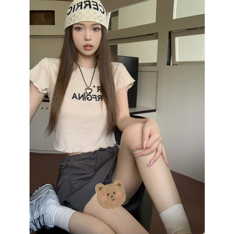 Áo Thun Ngắn Tay Cổ Tròn In Chữ Cá Tính Thời Trang