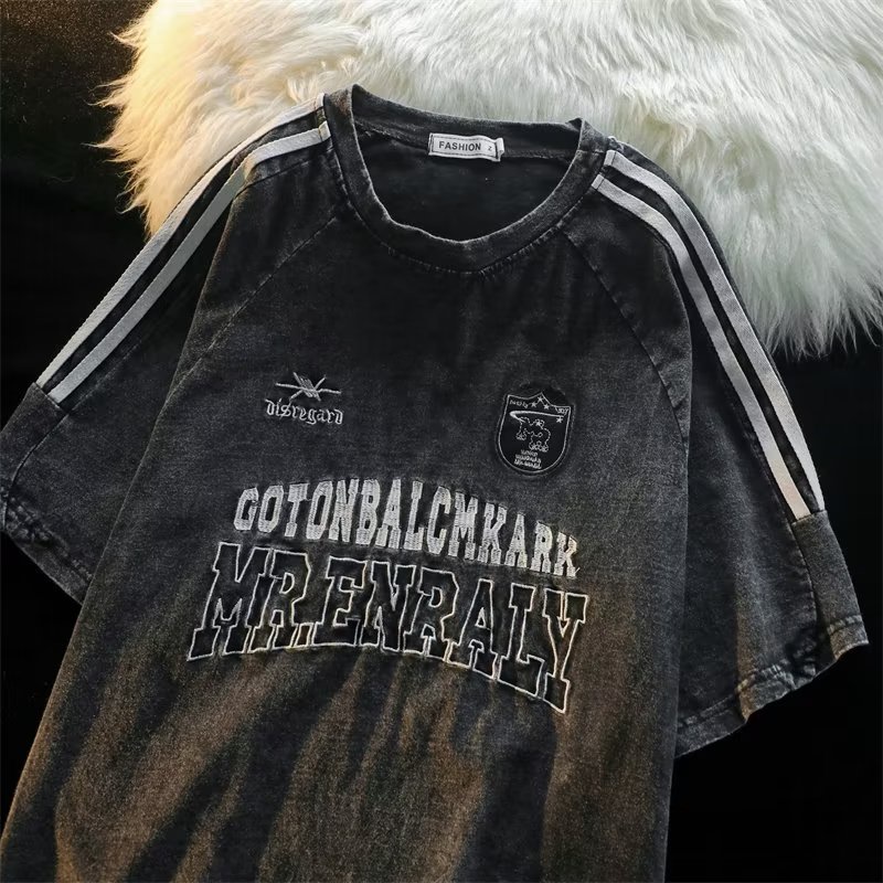 Áo Thun Unisex Tay Ngắn In Hình Phong Cách Đường Phố Cổ Điển Đường Phố Nước Giặt Rửa Được Kiểu Mỹ Mùa Hè Cho Nam Và Nữ