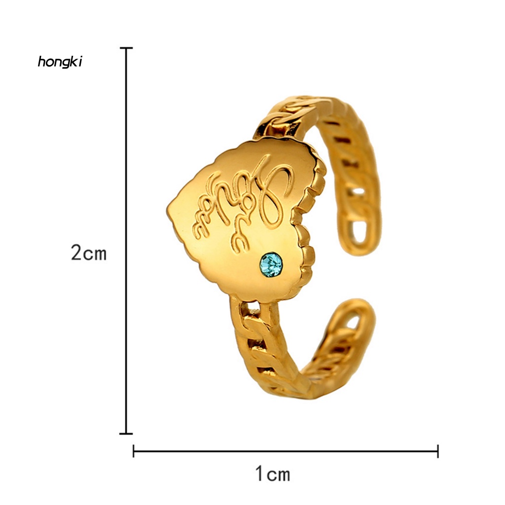 Nhẫn Hở ĐíNh Đá HìNh TráI Tim Và Chữ