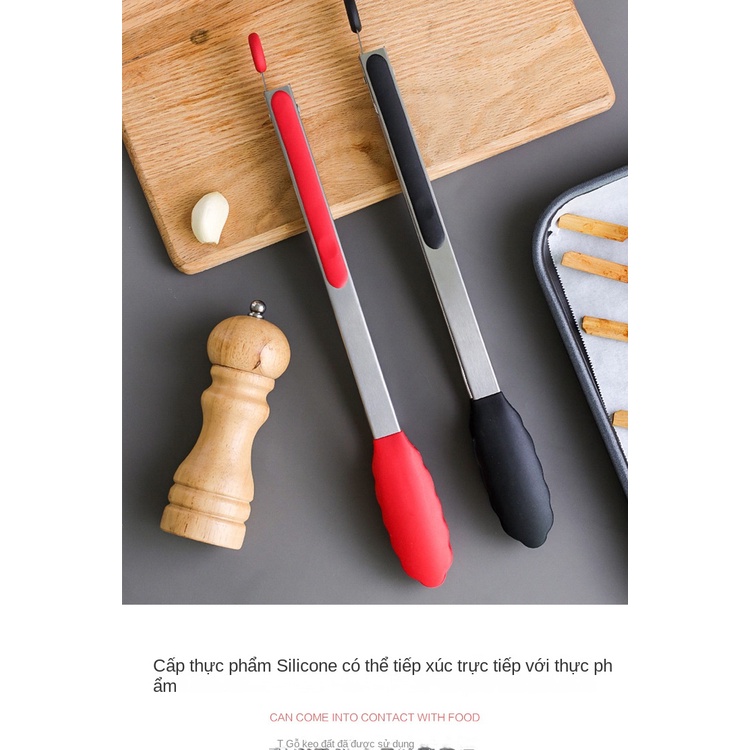 Kẹp Gắp Thức Ăn Bằng Silicone Chịu Nhiệt Độ Cao Chống Bỏng Bằng Thép Không Gỉ NS80