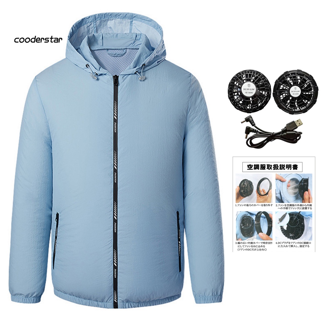 Áo Khoác Tay Dài Có Mũ Trùm Đầu 3 Tốc Độ Điều Hòa Làm Mát Thời Trang Đường Phố Cho Nam